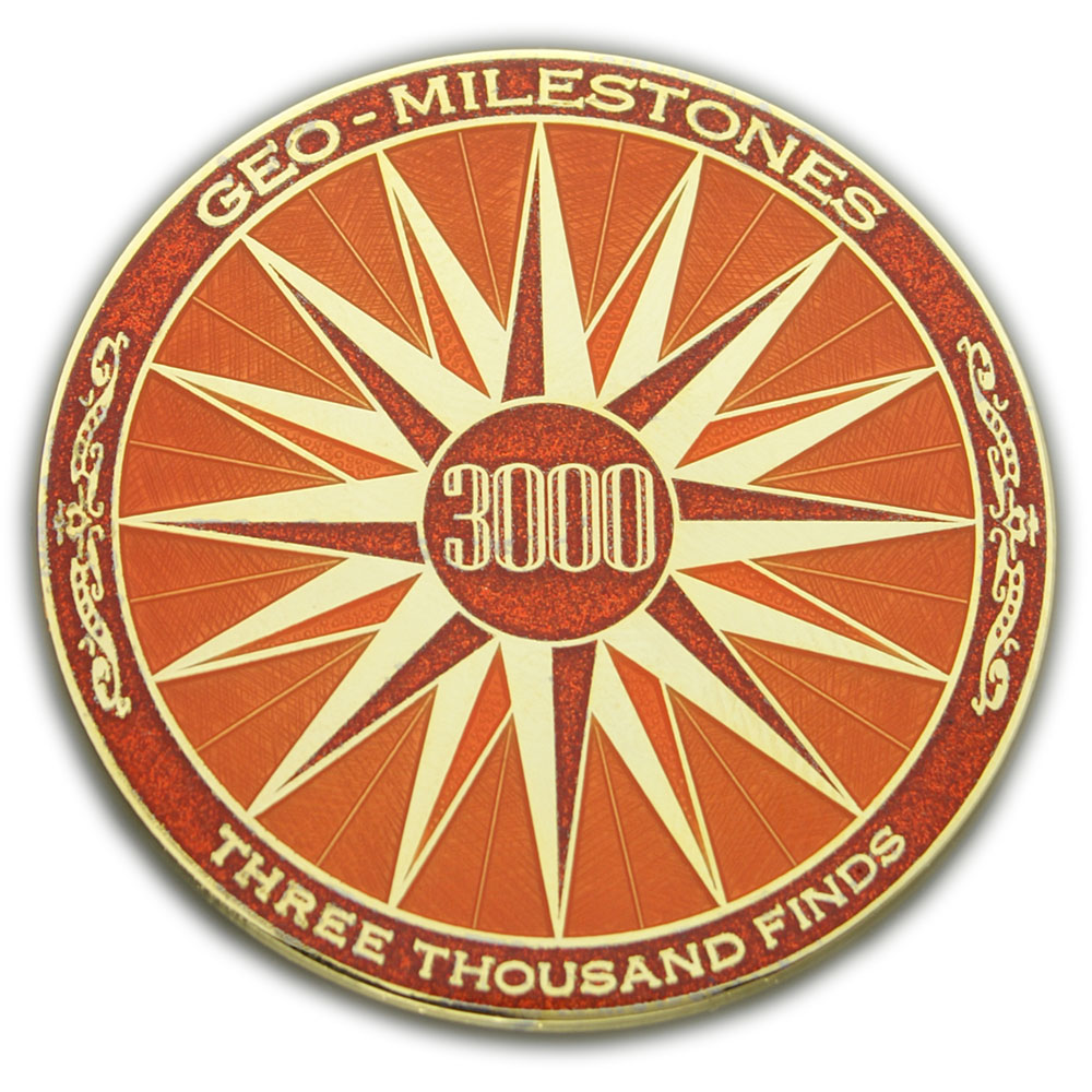 50 Finds Geocaching Official  Trackable Milestone Geocoin and Tag Set 
